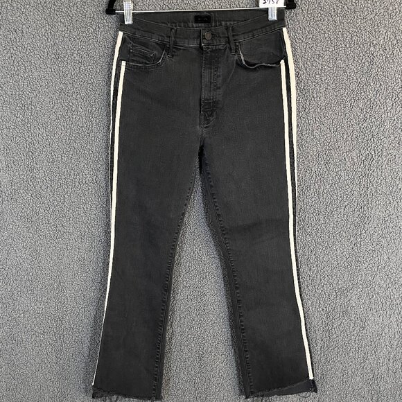 Mother Insider Crop Step Fray Guilty Racer Crop Jeans - Women's Size 30 - Black - Picture 1 of 10